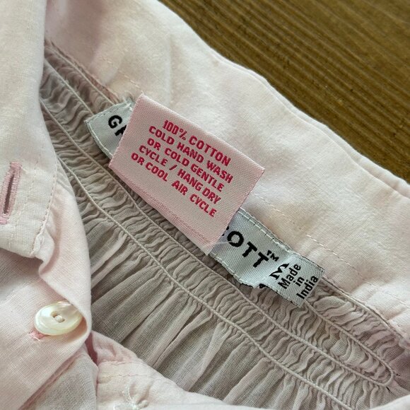 Gretchen Scott Womens Sheer Pink Embroidered Top Size Medium Button Boho Coastal - Picture 4 of 9